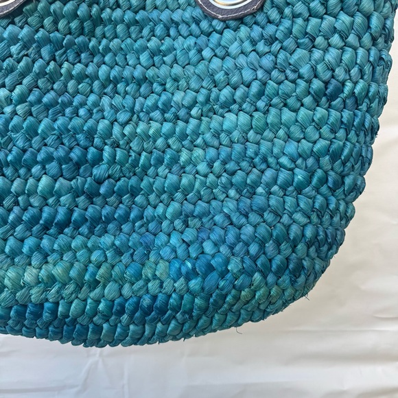 Sun and sand // teal woven sea grass tote purse jun1 - Picture 3 of 8